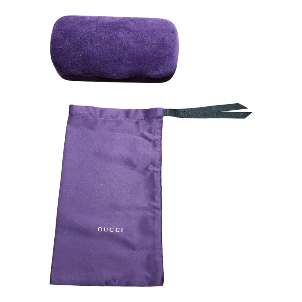 Purple Gucci glasses case with dust bag